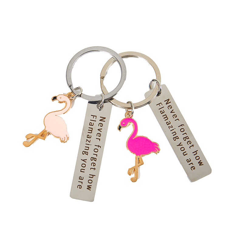 1PCS Motivational Flamingo Keychain "Never Forget How Flamazing You Are" Key Ring Women's Bag Pendant Men's Car Keychain Gifts