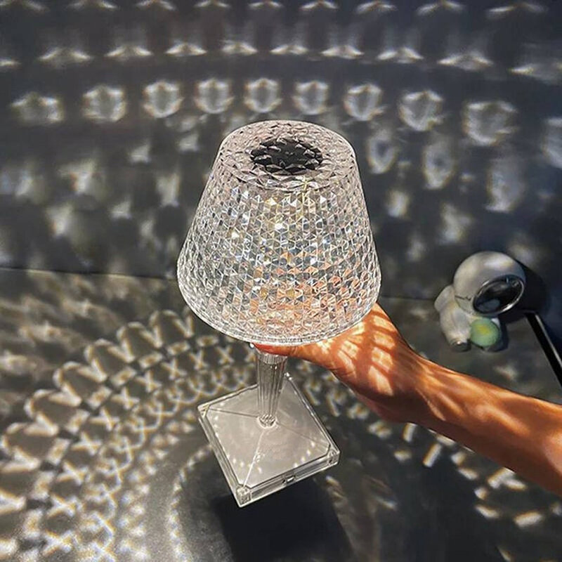 Lampu meja kristal, 1-4 buah lampu meja kristal dapat diisi ulang dengan Sensor sentuh Lanp lampu samping tempat tidur untuk kamar tidur restoran pernikahan