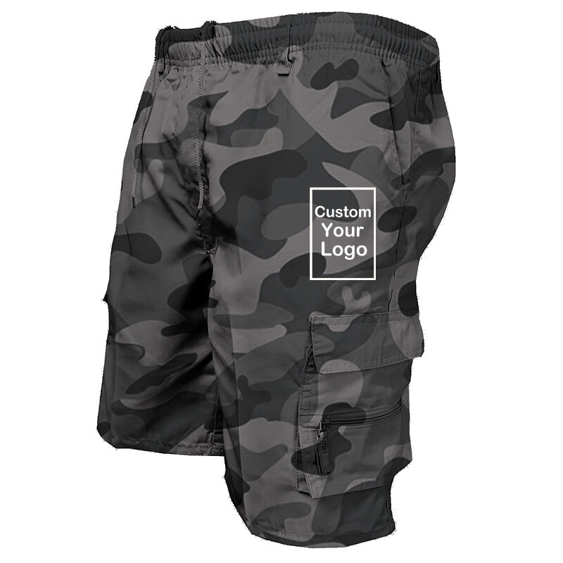 Newest Diy Your Logo Men Shorts 2023 Summer Cargo Bermuda Shorts Casual Loose Drawstring Shorts Tactical Five Point Pants