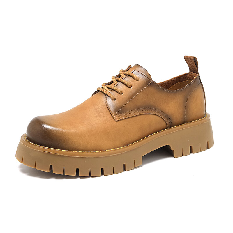 Stivali da uomo in pelle da esterno Retro Luxury Casual Platform Boot antiscivolo scarpe da lavoro in stile britannico per uomo Zapatillas Hombre