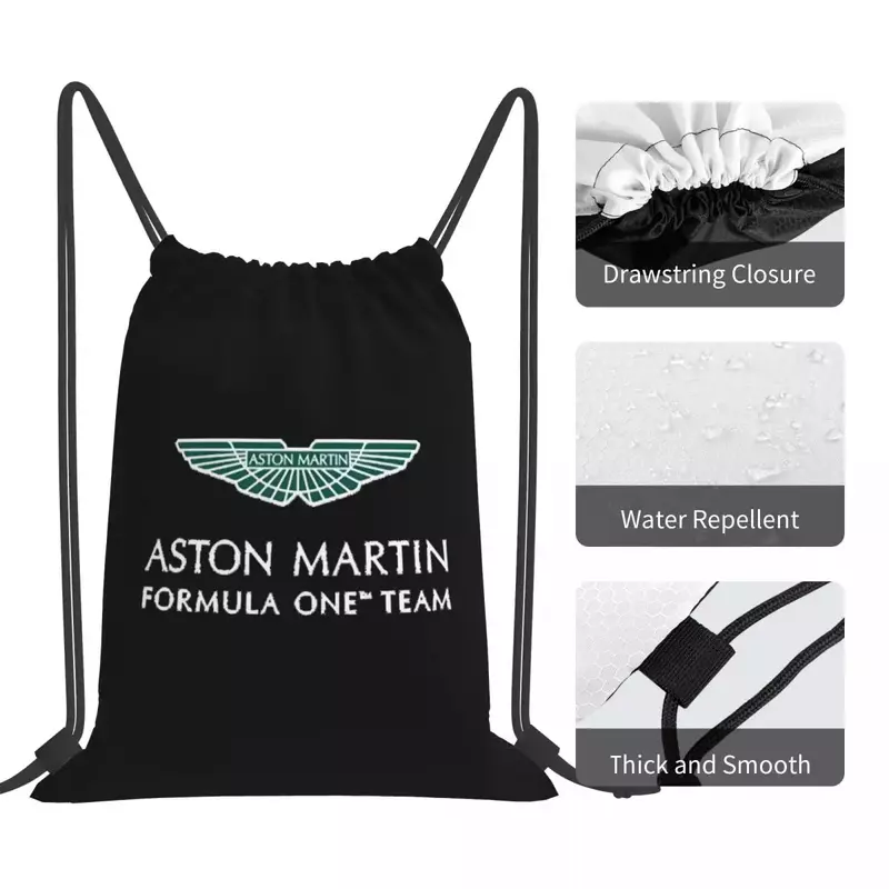 Aston Martin F1 Backpacks Fashion Portable Drawstring Bags Drawstring Bundle Pocket Sports Bag Book Bags For Travel Students