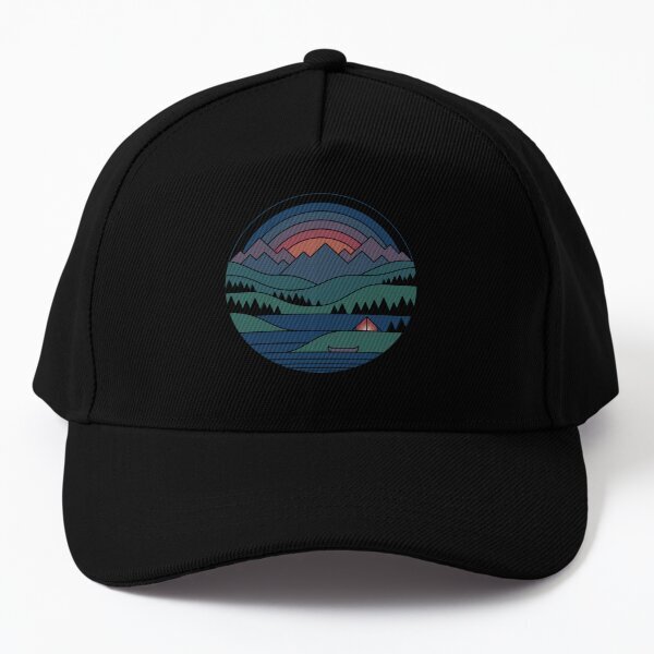قبعة بيسبول مطبوعة على البحيرة عند الشفق للرجال والنساء ، قبعة سوداء ، قبعة صيفية وربيعية الهيب هوب الرياضة في الهواء الطلق ، الهيب هوب