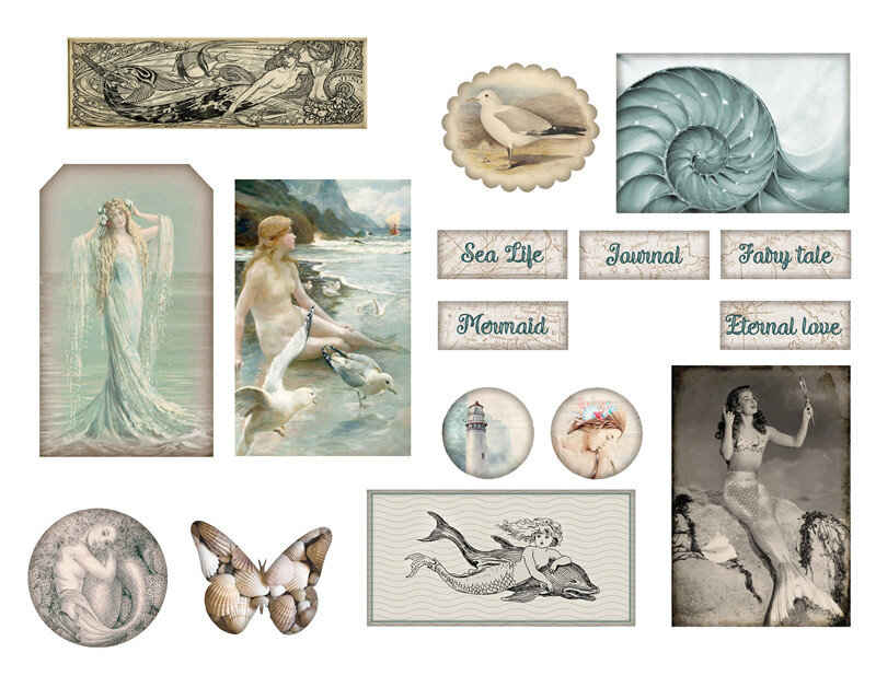1Pack Vintage Beauty Little Mermaid Sticker DIY Craft Scrapbooking Album Junk Journal Decorative Stickers