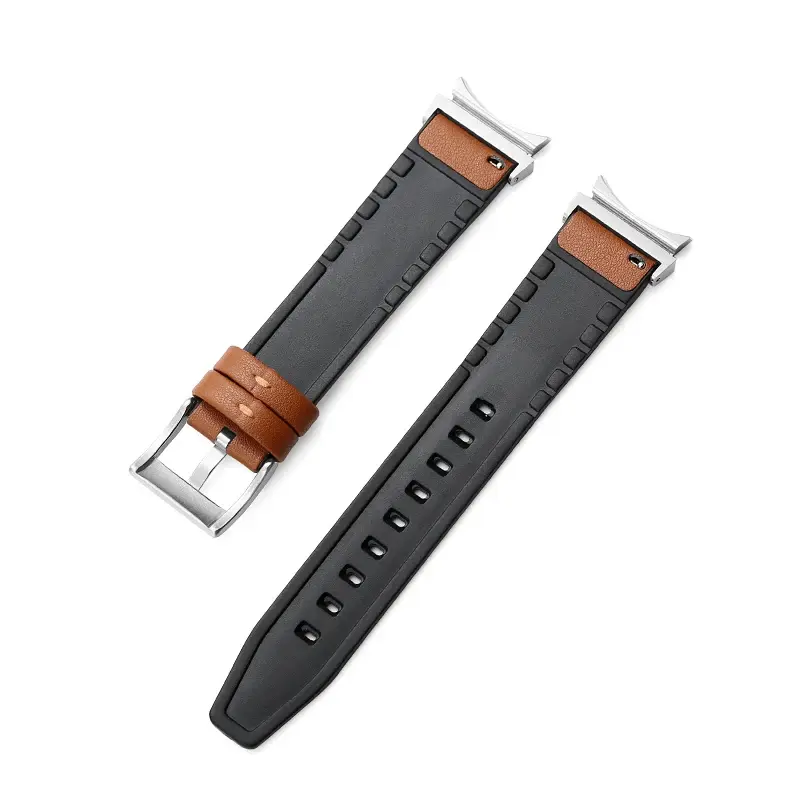 Bandes en cuir et silicone pour Samsung Galaxy Watch 4, 6 Band, Classic 47mm, 46mm, 5Pro, 44mm, 40mm, No Gaps Bracelet Strap