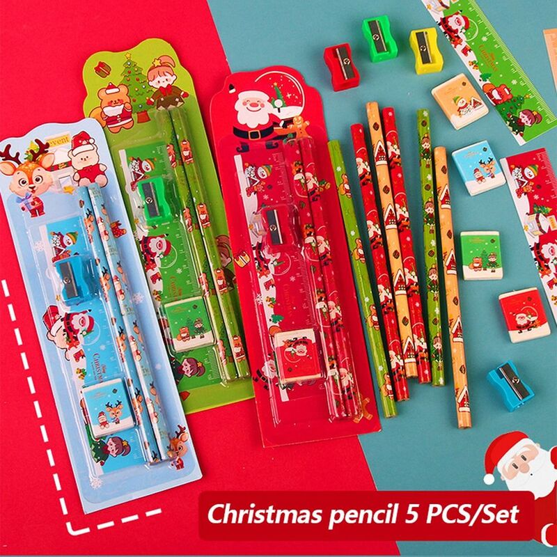 Lápis Sharpener for Children, Material Escolar, Eraser Gift Box, Natal Papelaria Set, Ferramenta de Escrita, Menina e Menino
