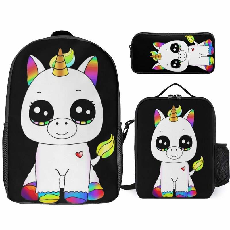 Divertidos De Unicornio For Sale By 3 in 1 Set 17 Inch Backpack Lunch Bag Pen Bag  Durable Rucksack Comfortable Picnics Casual G