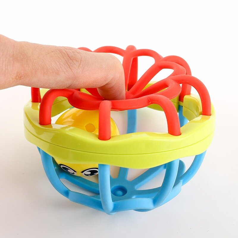 1 buah mainan kerincingan bayi berkepala ganda, mainan kerincing menenangkan pegangan tangan untuk balita warna acak 0-kerincing bayi