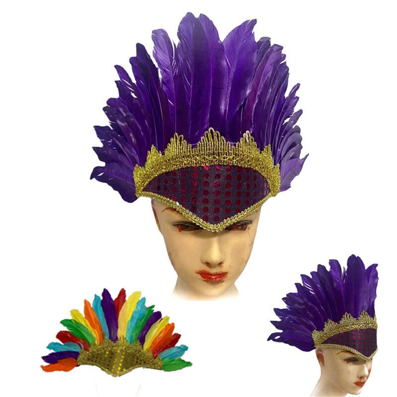 カーニバルの羽の頭飾り,1ピース,ハロウィーンの羽毛,着色された頭飾り,アクセサリー