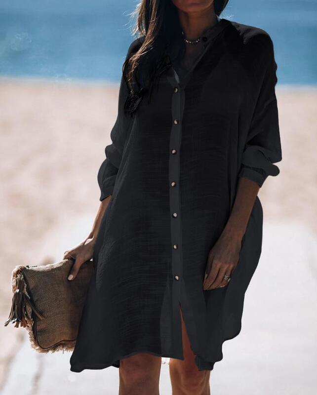 2023 Women's New Polyester Fiber Hot Selling Fabric Beach Jacket Bikini Top Vacation Swimwear Sunscreen Jacket