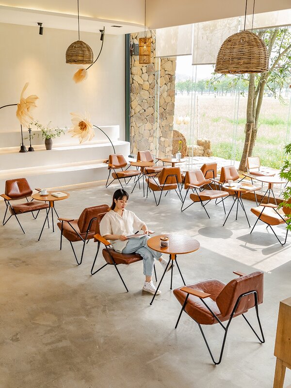 Coffee Shop Sofa Mesa de Sobremesa e Cadeira Combinação, Leite Chá Sobremesa, Bar, Restaurante, Recepção, Bar, Recepção