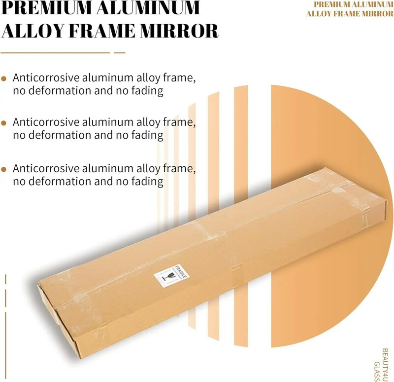 مرآة قائمة كاملة الطول شفافة ، إطار من الألومنيوم ، زجاج مقسى ، غرفة نوم وغرفة معيشة ، 71 × 32 بوصة