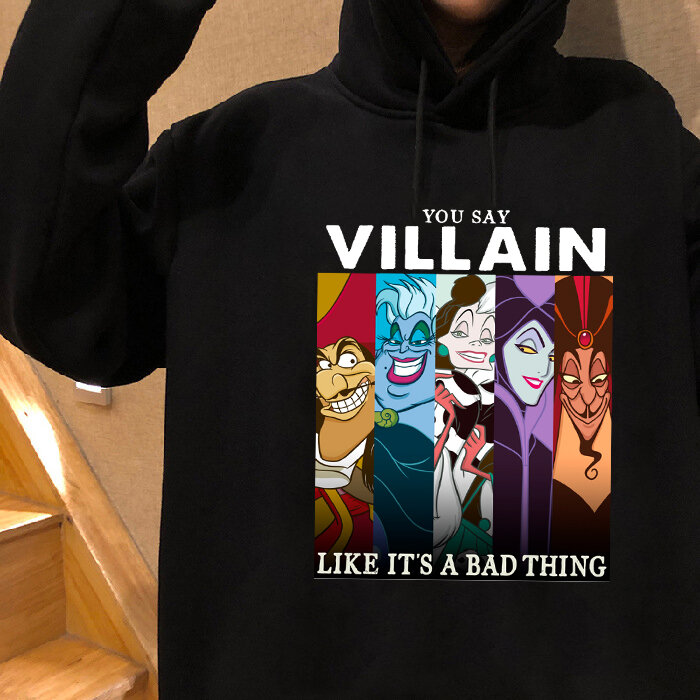 Disney outono mais veludo nova moda vilões bad girl tem mais divertido hoodie com capuz gráfico camisetas 90s harajuku mulher gothic hoodie