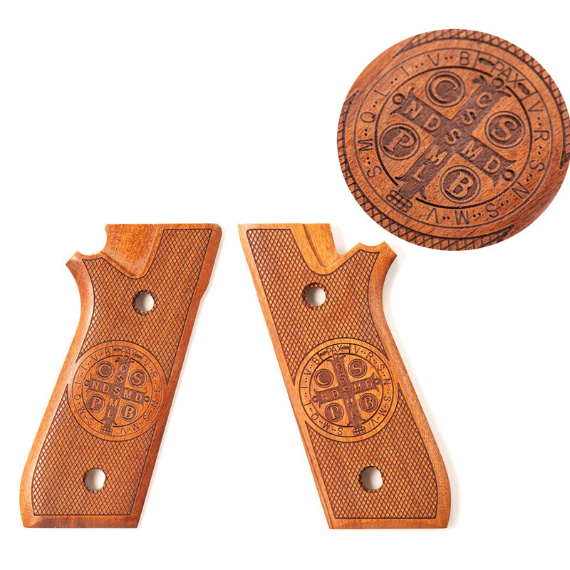 Wooden Handle Grip Wood Splint Screws Kit For Taurus PT59 PT92 PT99 PT100 PT101 PT917 Skull Sao Bento Medal Holster accessories
