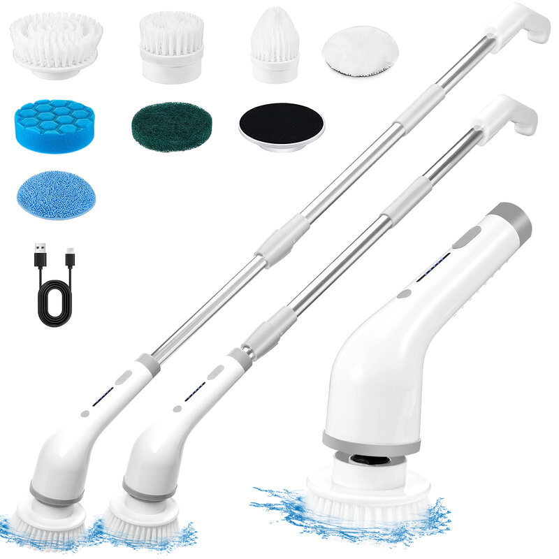 Cepillo de limpieza eléctrico inalámbrico multifuncional 8 en 1, herramientas de limpieza giratorias de mano, USB, hogar, cocina y baño