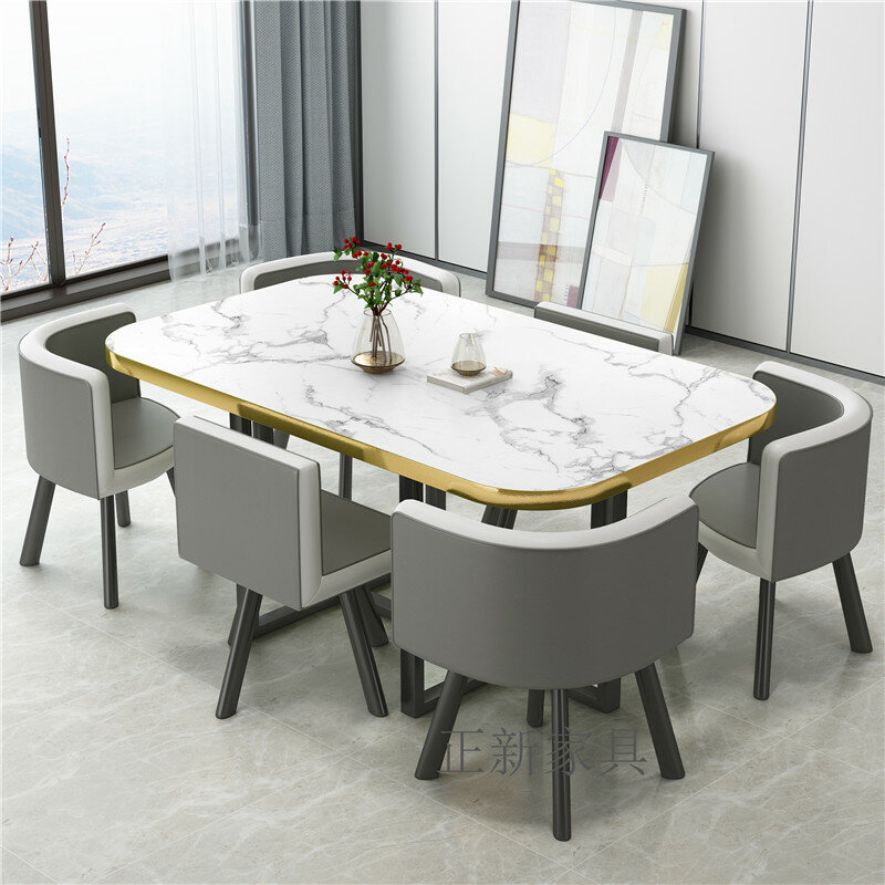 Set meja kopi putih Modern persegi panjang desainer Perancis marmer set meja kopi aksen keluarga perabotan Nordik