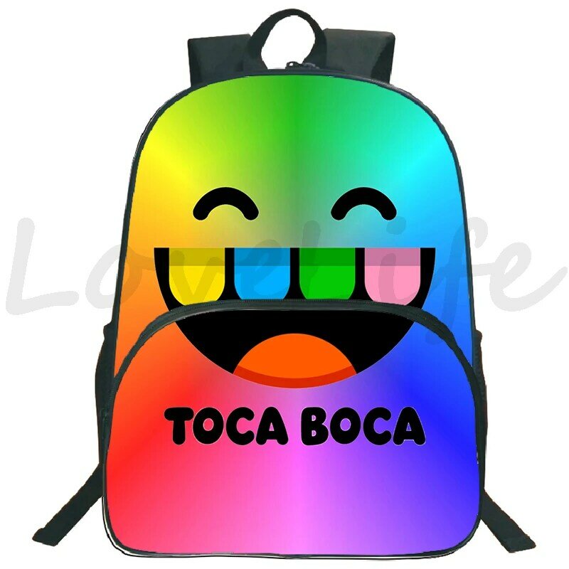 Toca życie świat plecak Cartoon torby szkolne dla chłopców dziewcząt Toca Boca życie świat plecak studenci Bookbag dzieci Mochila 16 Cal