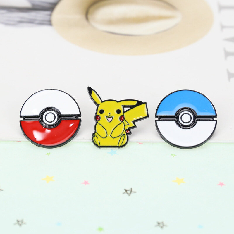 Pokemon Anime Figure Pikachu Meowth Japanese Style Cartoon Movies Badge Pin Lapel Pin Animal Brooch Gifts for Fans Friends