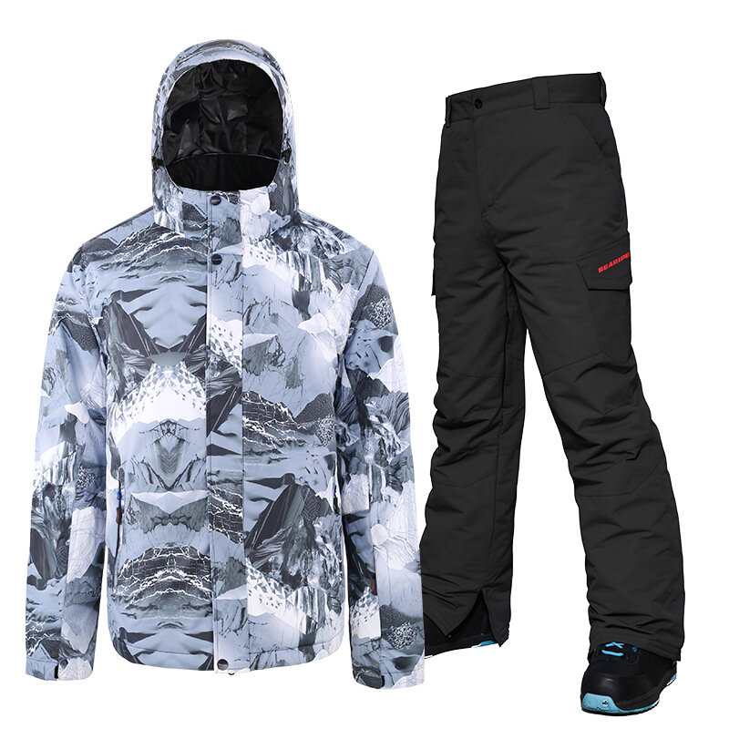 Searipe ชุดเล่นสกีสำหรับผู้ชาย, ชุดกันลมเสื้อแจ็คเก็ตกันหนาวกันน้ำฤดูหนาวเสื้อสโนว์บอร์ดกางเกงอุปกรณ์กลางแจ้ง