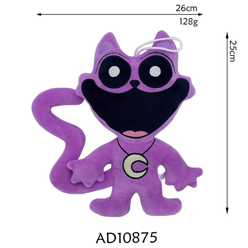 Новинка 2024, серия плюшевых игрушек «улыбающиеся животные», ужасный Монстр с большим ртом, пурпурная кошка, пурпурный пурный Кот, мягкий плюшевый подарок