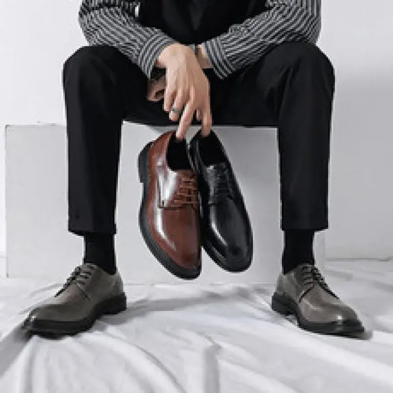 Sapato casual de couro masculino, sapato raso de encouraça, couro genuíno, fácil de usar, roupa esportiva, outono, que tudo corresponde