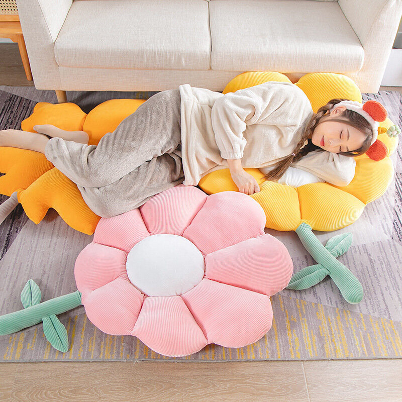Ins Style Flower Seat Cushions For Chair Office Cute Backrest Sofa  Creative Window Floor Plush Fluffy Soft Decorative Pillow