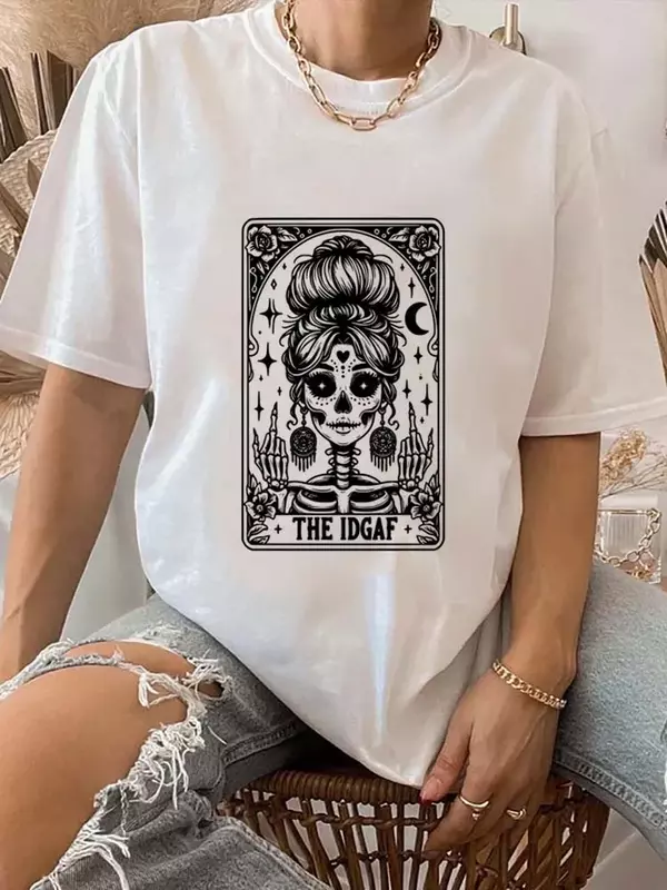 Camiseta con estampado de letras para mujer, ropa de moda, camiseta con patrón, ropa de talla grande