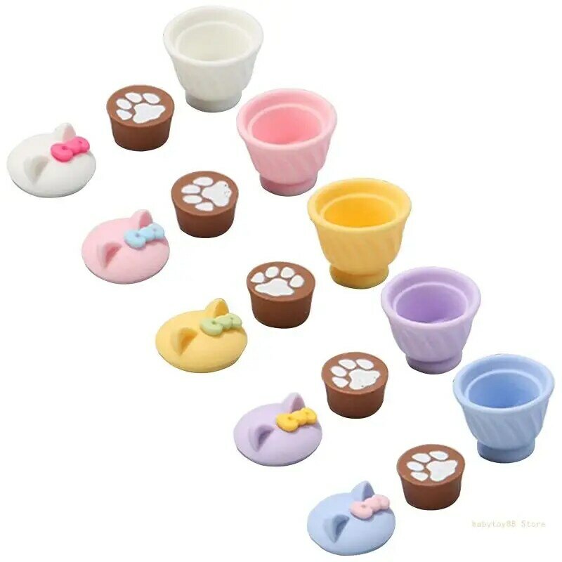 Y4UD 3 stks/set Realistische Mini Koffiemok Cup Speelgoed voor w/Deksel voor Kinderen 1/6 1/12 Poppenhuis Pretend voor Spelen Pa