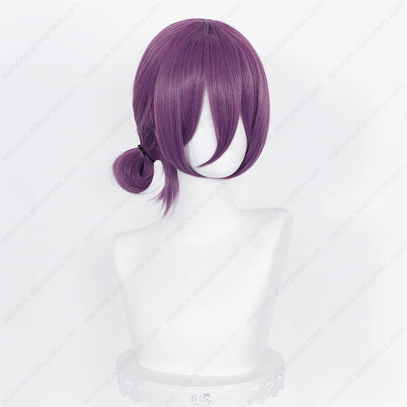Peluca de Cosplay de Anime Reze, pelo sintético resistente al calor, Color morado mezclado, 45cm