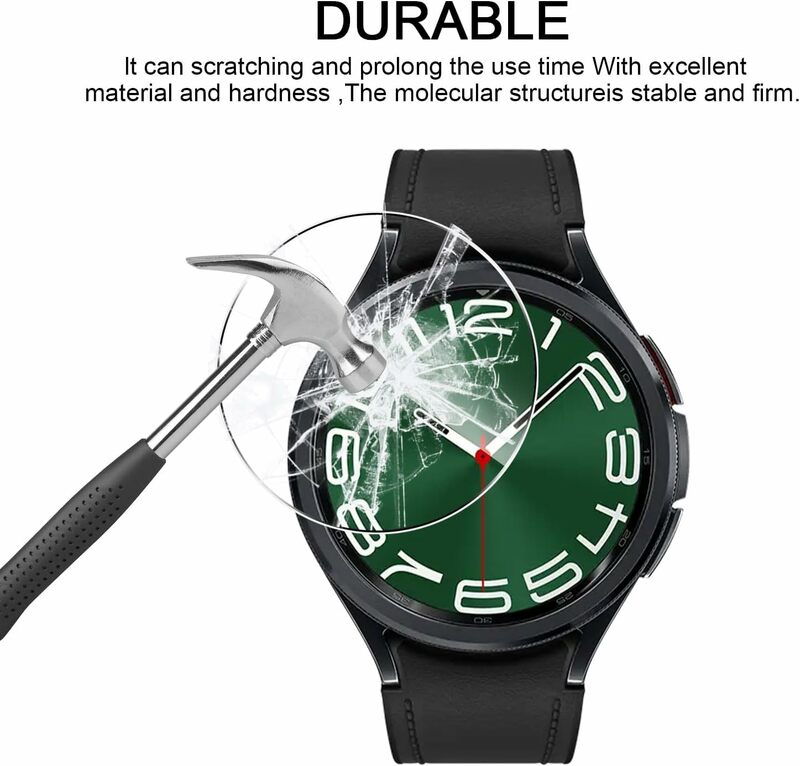 Película protetora de vidro temperado para samsung galaxy watch 6 clássico, resistente a riscos, hd, 47mm, 3 peças