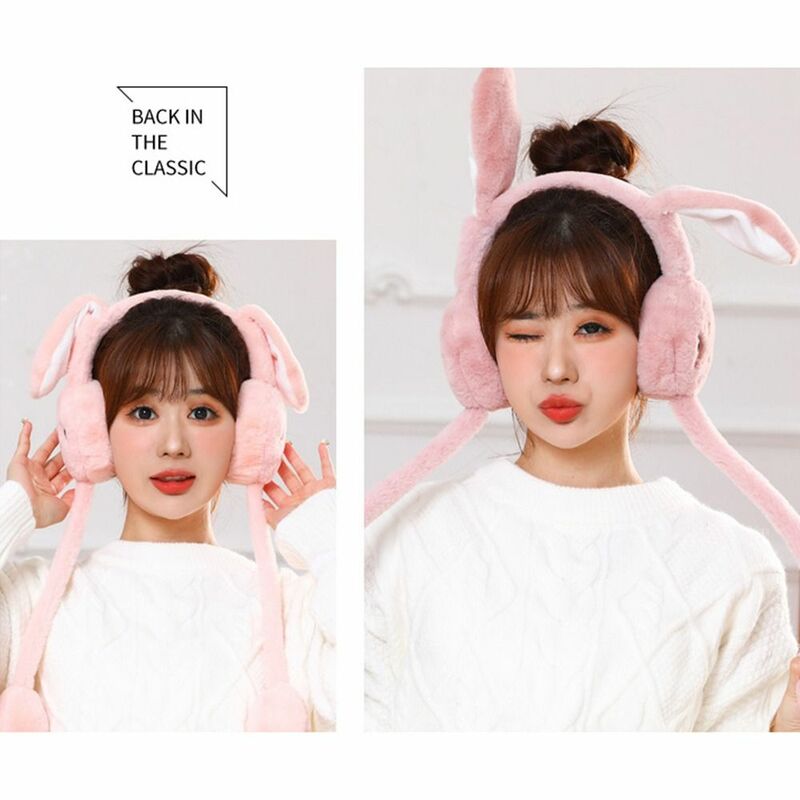 Windproof Jumping Up Caps Funny Toys Student Couple Ears Protection Moving Rabbit Earmuffs Ear Warmers Winter Plush Ear Muffs