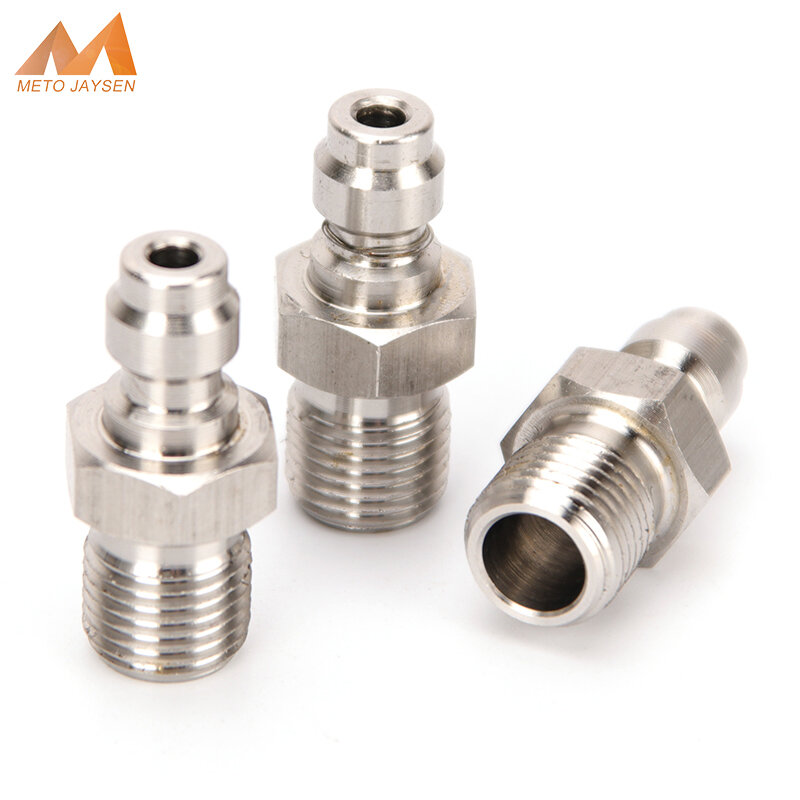 8MM Filling Head Stainless Steel Air Refilling Adapter Fittings without one way foster Quick Coupler M10x1 Male Plug  3pcs/set