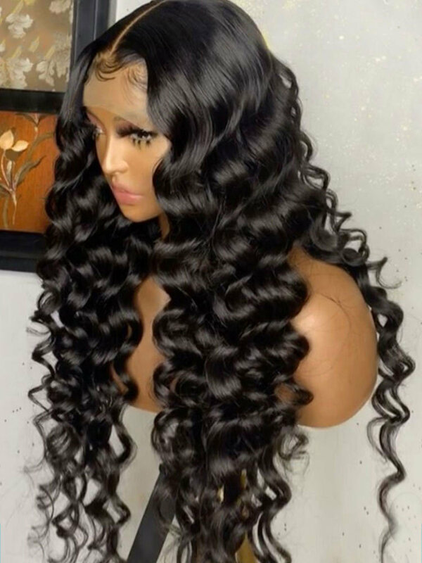 Deep Wave 13x4 Lace Front Human Hair Wig Brazilian 32 36 40inch Transparent 13x6 HD Lace Frontal Wig  For Blac Women Pre Plucked