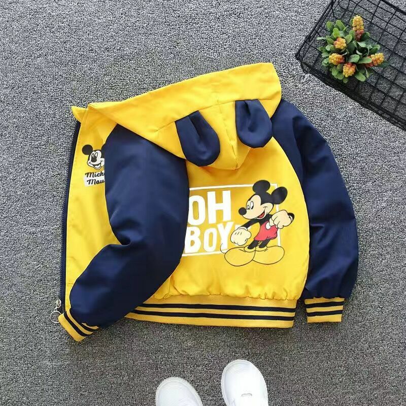 New Spring Baby Boys Girls Jacket Fashion Cartoon Mickey Minnie Mouse Print Outerwear for Kids Clothes Children Windbreaker Coat