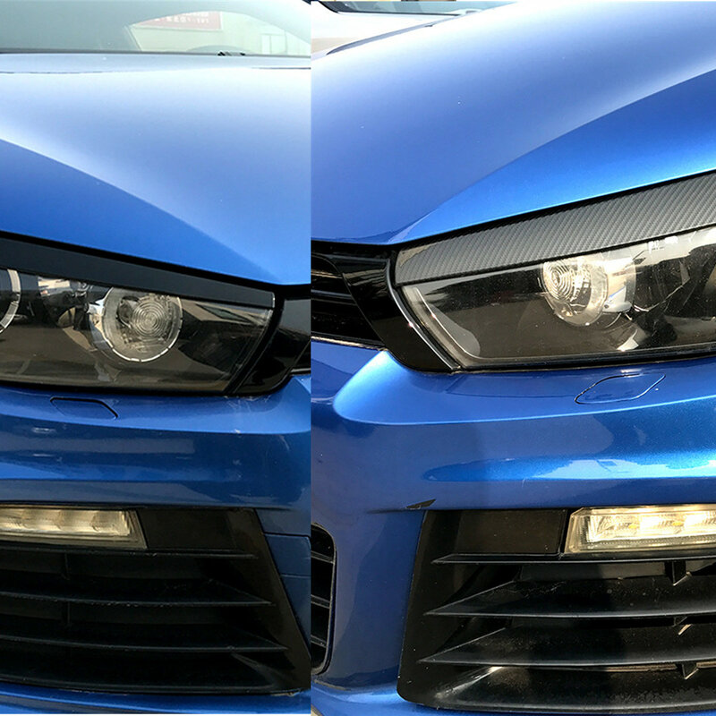 RM-CAR-faróis dianteiros de carro sobrancelha pálpebras aparar adesivos, capa para VW, Volkswagen Scirocco R, GTS 2008-2017, farol de sobrancelha