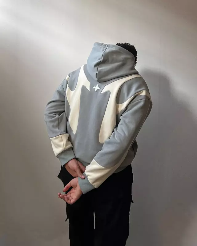 Hip Hop Retro Y2K Zipper Hoodie Sweatshirt Mens Patchwork Oversized Hoodie New Harajuku Gothic Jacket Coats Clothes Streetwear