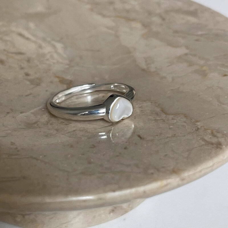 BF CLUB 925 srebrny pierścionek dla kobiet biżuteria serce z kamienia prosta otwarty Vintage pierścionek ręcznie robiony alergia na przyjęcie prezent urodzinowy