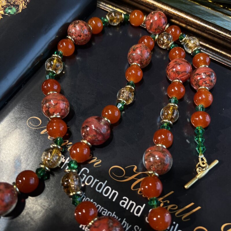 Винтажные темпераментные бусины ручной работы ожерелье из красных стеклянных бусин для женщин и девушек Подарок колье ювелирные изделия оптом