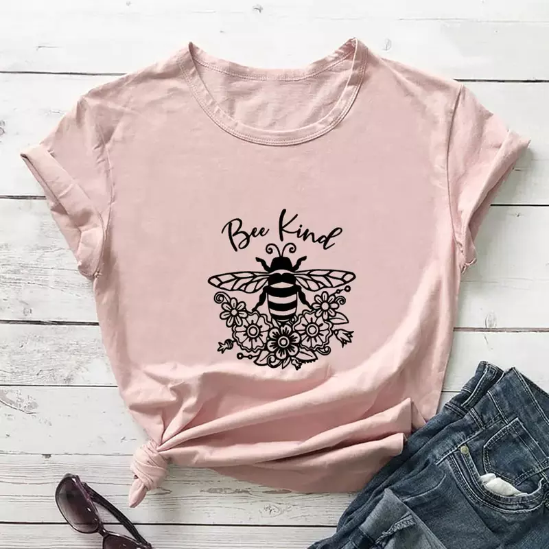 Camiseta de manga curta do rei abelha feminina, roupa estampada feminina, camisa de abelha, algodão, unissex, engraçado, casual, verão, nova chegada