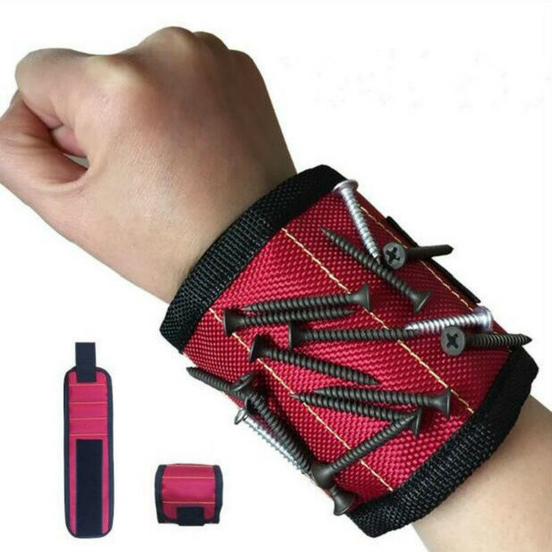 Bracelet magnétique pour électricien, sac à outils portable avec 3 aimants, outil de poignet d'électricien, vis de ceinture, forets N64.Bracelet pour outil de réparation