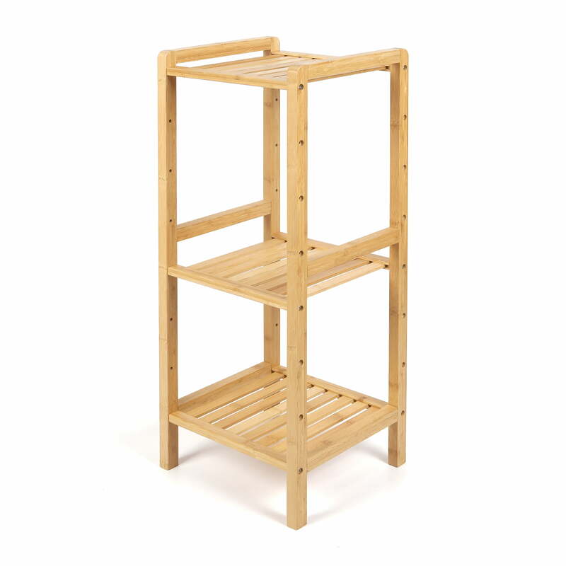 アームチェア自立型竹製バスルームシェルフ、3層、30インチ、30ポンドの容量