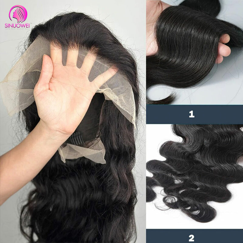 Perruque Lace Front Wig Body Wave Brésilienne Naturelle, Cheveux Humains, Pre-Plucked, Densité 250%, 4x4, 13x4, 40 Pouces
