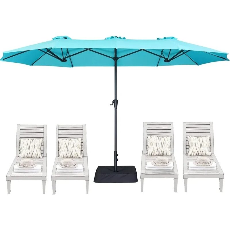 Outdoor terrace sunshade umbrella, including base, double-sided swimming pool sunshade umbrella with fade resistant roof