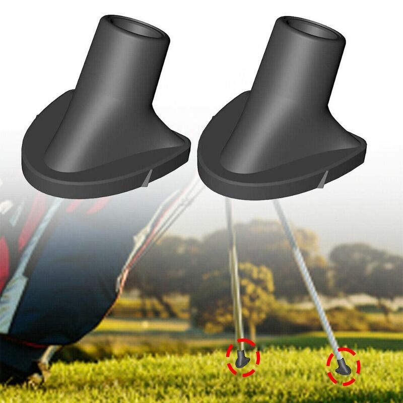 2ชิ้นถุงกอล์ฟสีดำเท้าเปลี่ยนใหม่พกพาได้ขาตั้งกอล์ฟอุปกรณ์เสริมตีนยางกอล์ฟทนทาน