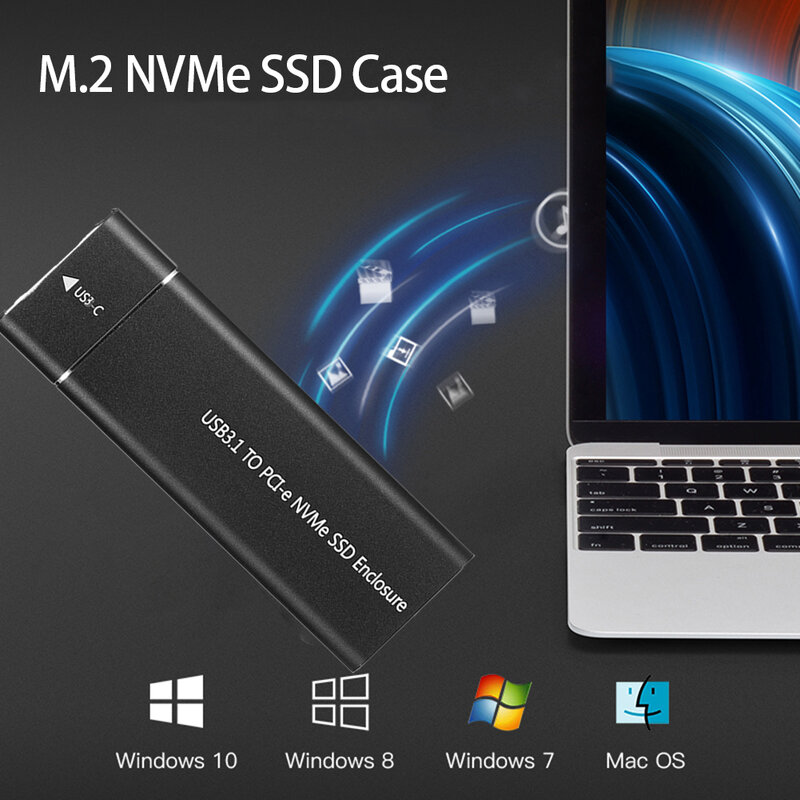 M2 SSD Enclosure NVMe USB3.1แฟลชไดร์ฟ HDD Case 10Gbps กล่อง ssie SSD สำหรับฮาร์ดดิสก์ไดรฟ์ NGFF SATA SSD สำหรับพีซีแล็ปท็อป