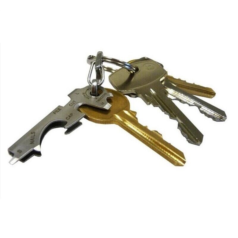 Schlüssel Tasche Kombination Karte Edc Werkzeug Haken Edelstahl 8 In 1 Schlüssel Kette Tragbare Multi-funktion Schlüssel Clip schraubendreher Schlüssel Halter