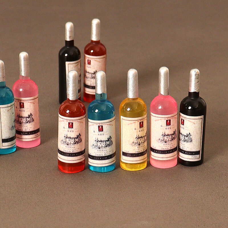 Dollhouse Miniature Garrafas De Vinho Tinto, Copos Cálice, Decorações De Cozinha, Acessórios De Casa De Boneca, Brinquedos, 1 Conjunto, 1:12