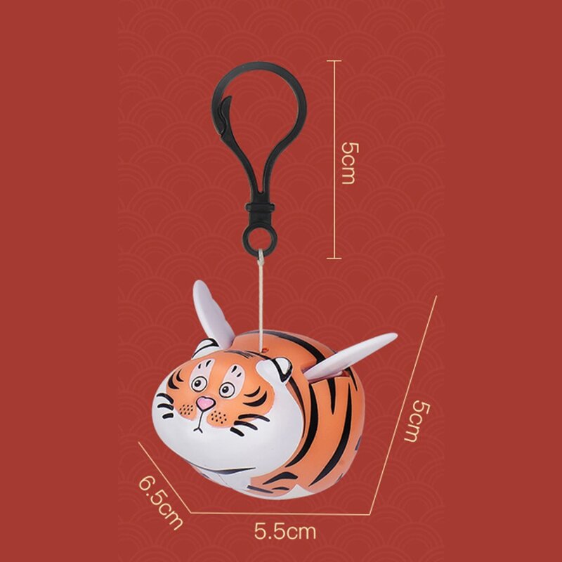 Cartoon Model Flying Tiger with Wings Keychain Plastic Orange Flying Tiger Keyring Kawaii Funny Flying Tiger Pendant Kids