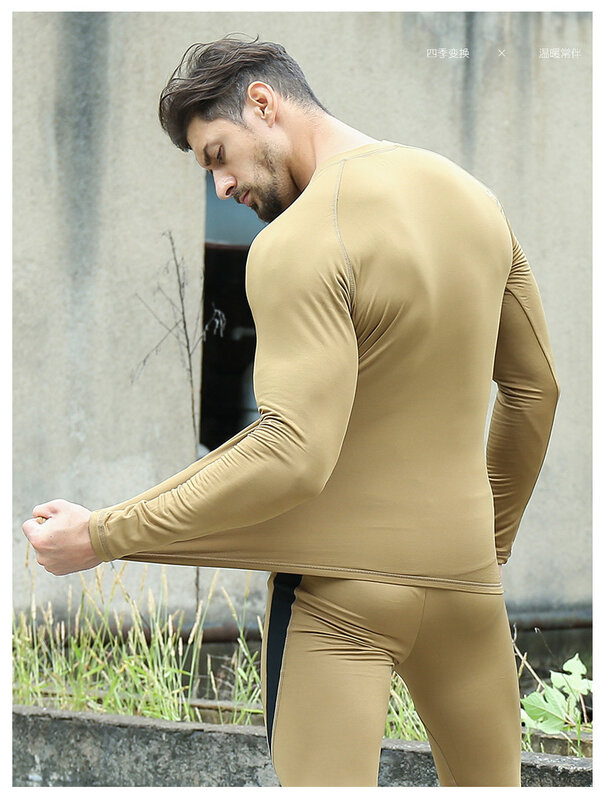 Зимние комплекты термобелья, штаны, Мужская одежда, длинная рубашка, антимикробный эластичный мужской Камуфляжный костюм, теплые кальсоны для фитнеса