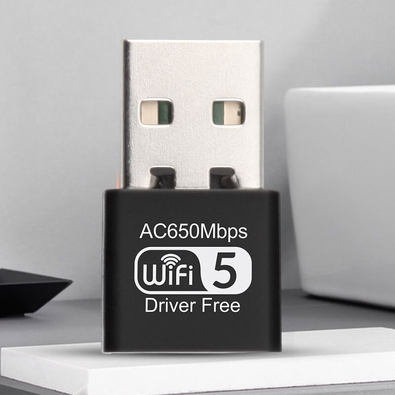 Adaptador wi-fi USB 650mbps dual band 2.4g/5.8ghz, placa de rede, 300mbps, ethernet, sem fio, receptor dongle