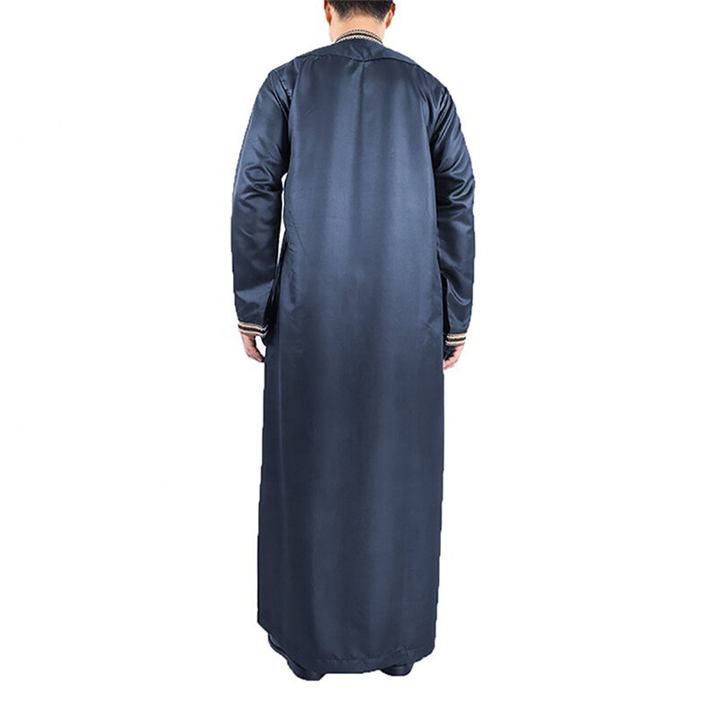 Abaya-Robe musulmane à manches longues pour hommes, col montant, imprimé arabe, style ethnique, mode décontractée, printemps, 2024